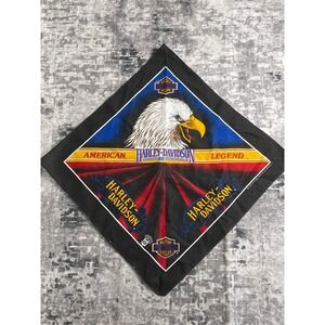Vtg Harley-Davidson Bandana American Legend Eagle Red Blue Black Headwrap Biker